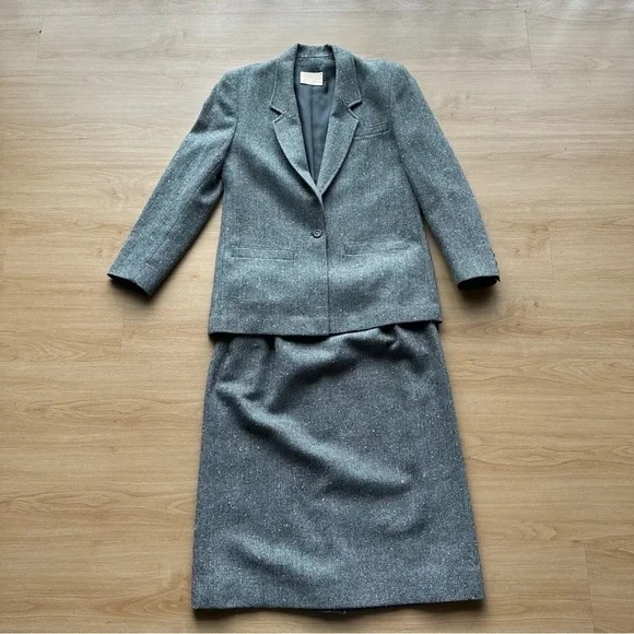 Vintage Pendleton 100% Virgin Wool Pencil Skirt Blazer Suit Set - Picture 1 of 15